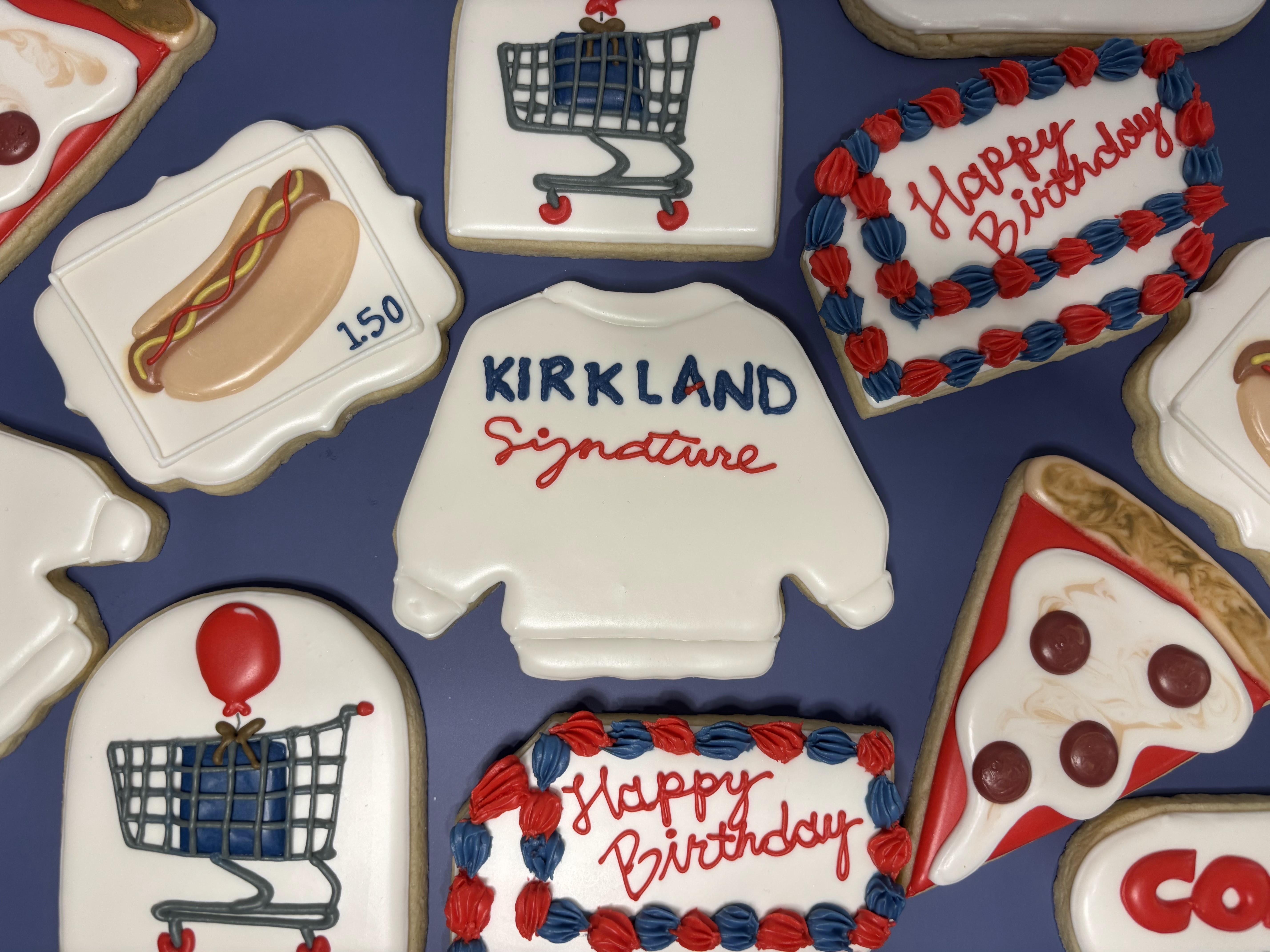 Costco Kirkland shopping cart hotdog pizza birthday