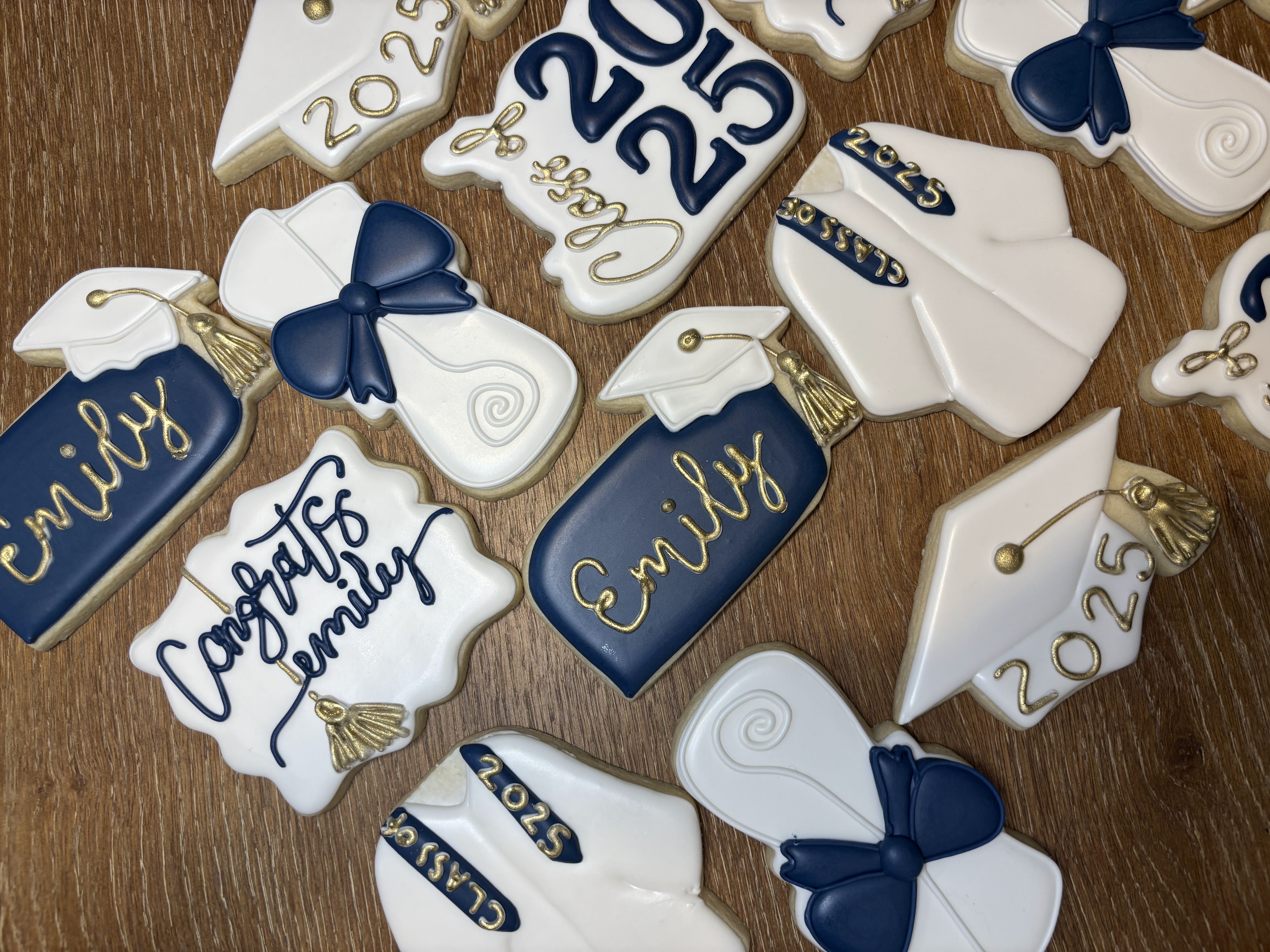 Emily 2022 graduation diploma cap navy gold