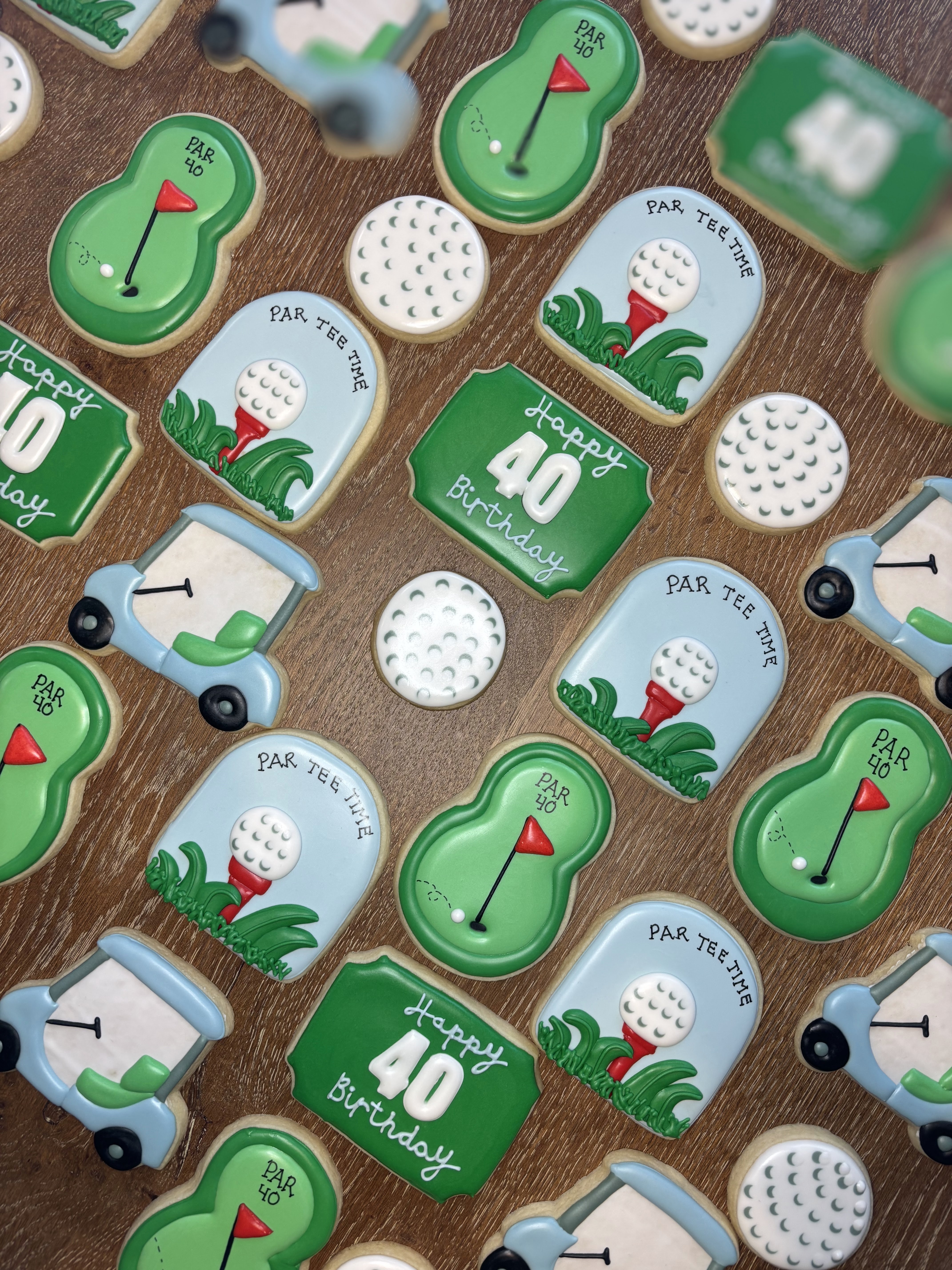 Golf 50th birthday cart green balls