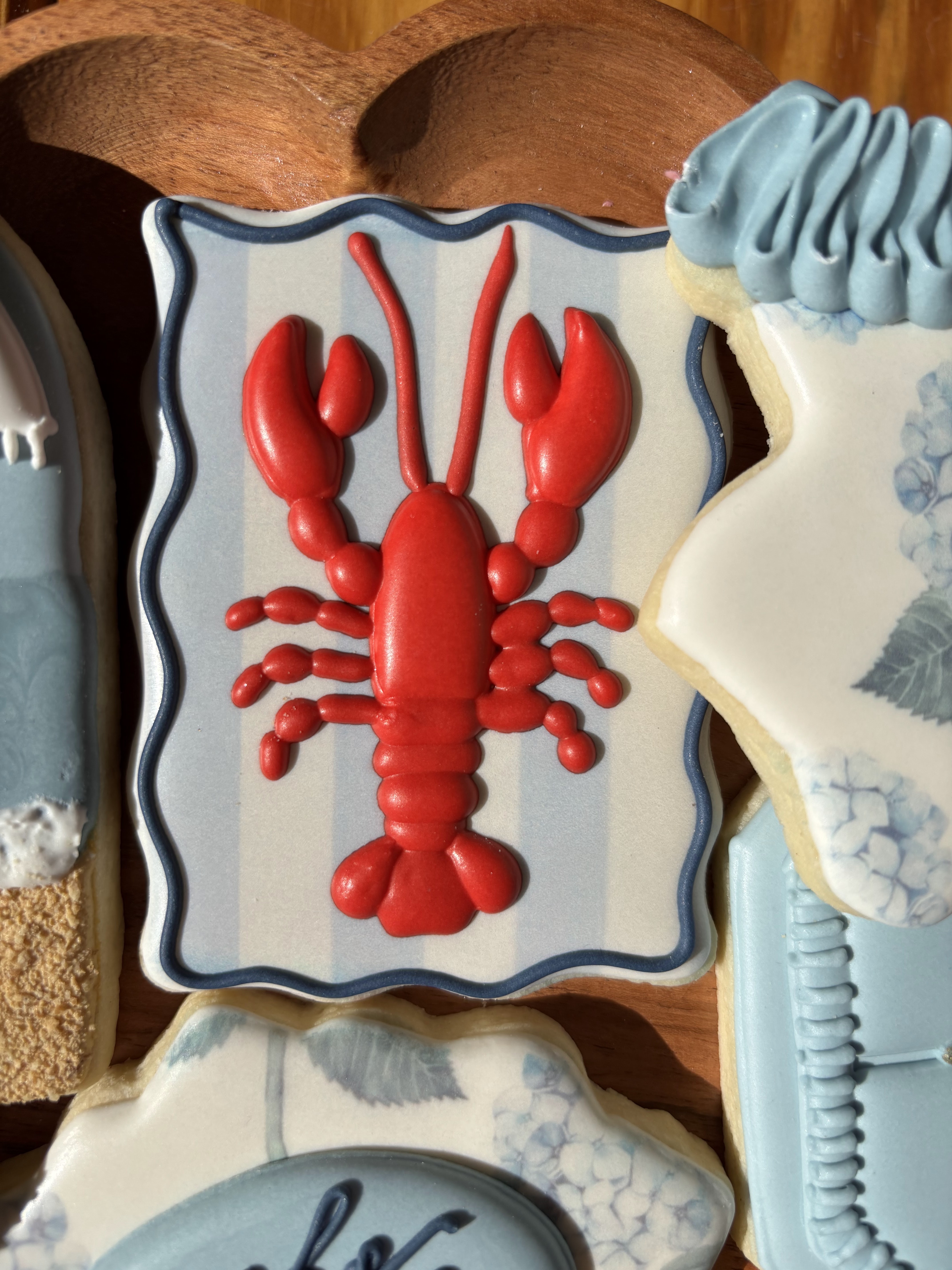 Red lobster detailed coastal nautical themed